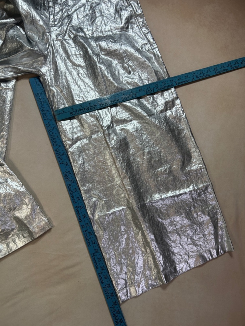 LANHTROPY CULOTTE METALLIC LINEN PANTS SILVER - Picture 9 of 11
